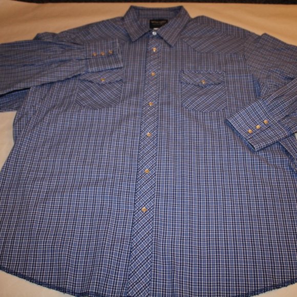 Wrangler Western Pearl snap LS Mens 2XL Shirt - Picture 2 of 6